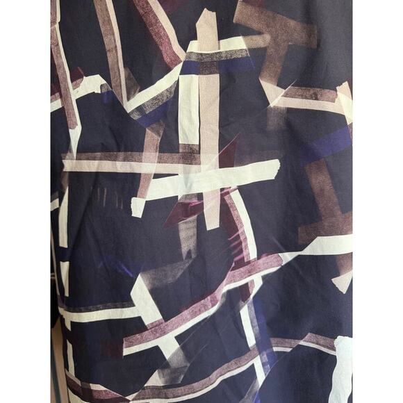 Cos Button Down Shirt Career Blouse Wide Collar Abstract Print Purple Size 8 - Picture 8 of 11